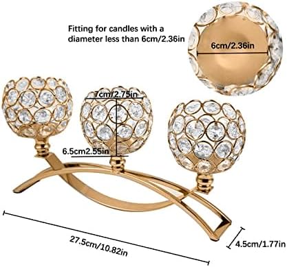 4Set Gold Crystal Candle Holders Decorative Candelabra for Wedding Centerpiece,Metal 3 Arms Candlesticks Holder Stand for Dining Table Living Room Home Decor, Party, Anniversary,Halloween,Christmas