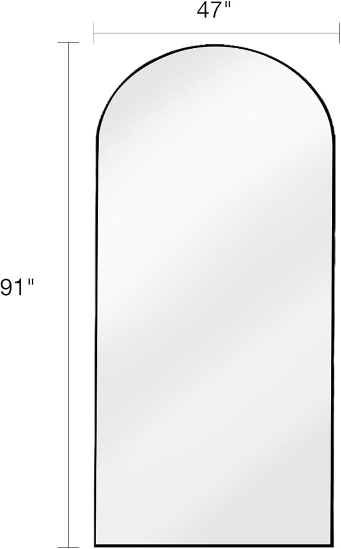 ITSRG Full Length Mirror with Stand, 47"x91" Floor Mirror Freestanding, Arched Mirror, Oversize (Black)