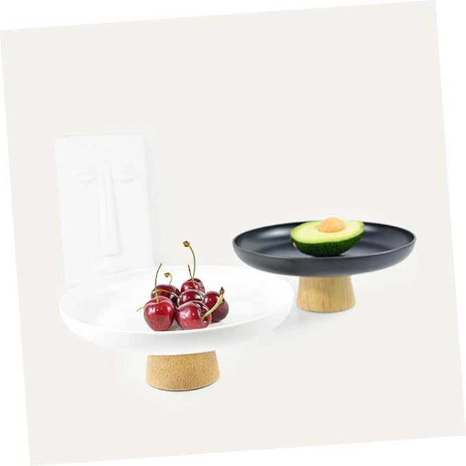 PartyKindom Cute Makeup Organizer Jewelry Display Tray Art Supply Storage Round Desktop Tray Abs Bamboo Material