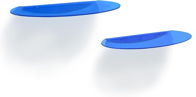SetGame 2-Pack Acrylic Small Wall Shelves Wall Decor Wall Mounted, 12" Floating Wall Ledge Shelf, Acrylic Shelves for for Action Figures Display, Room Décor, Space Saving, Items Organizer,Blue