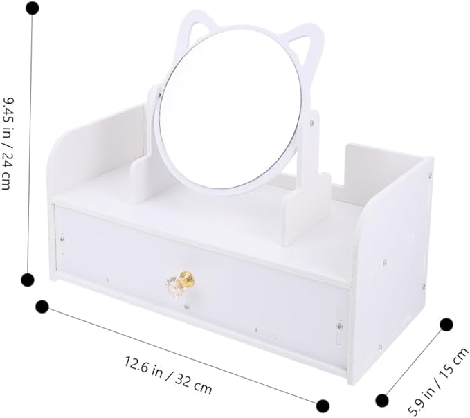 VALICLUD Tabletop Makeup Mirror Storage Box Vanity Mirror Non-Skid Design Multifunctional