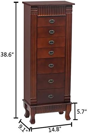 Business Gifts - 37.5 x 23 x 98)cm (L x W x H）MDF 7 drawers Fantastic Jewelry Armoire Cabinet Jewelry Cabinet Armoire Cambered Front Storage Chest Stand Organizer ewelry Armoire Cabinet Makeup Mirror