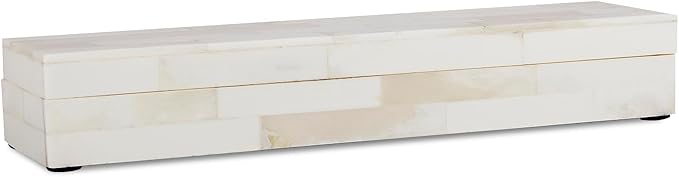 Handicrafts Home Decorative Storage Box with Lid- 10x2.5x1.5” Small Keepsake, Trinket Box, Memory Box- Decorative Boxes for Home Decor, Centre Table, Giftable Storage Accent- Classic Plain- White
