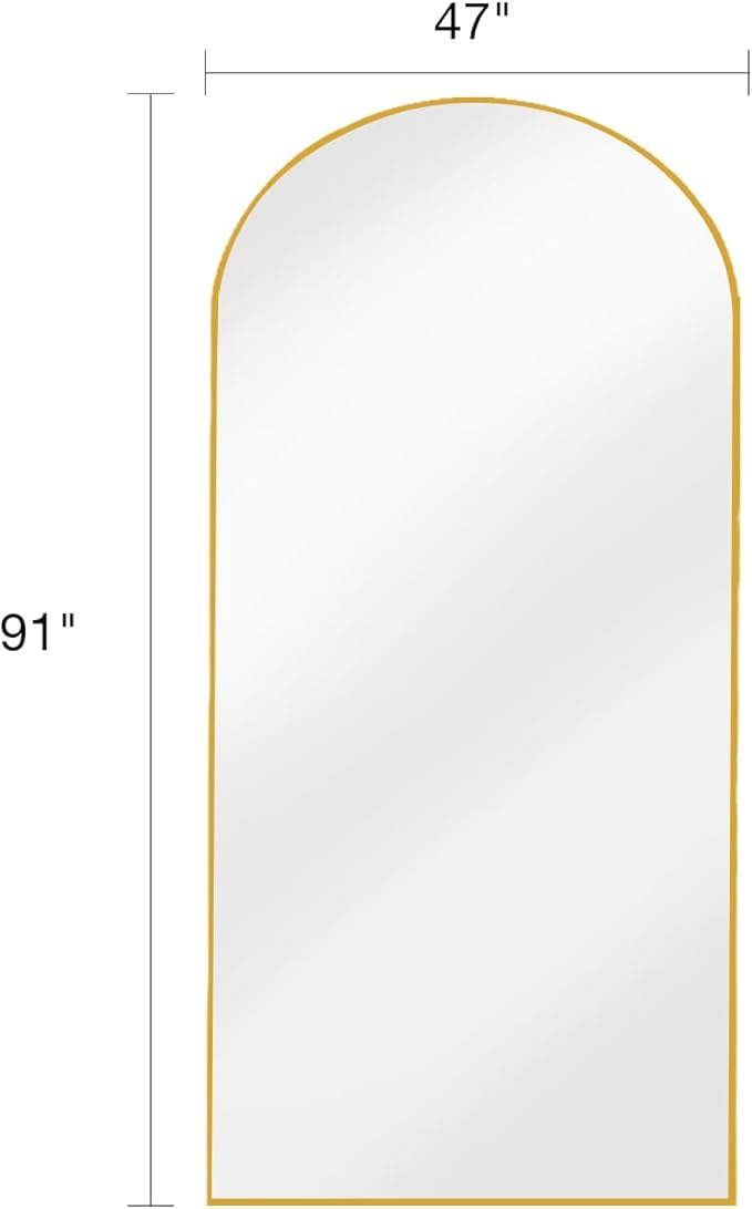ITSRG Full Length Mirror with Stand, 47"x91" Floor Mirror Freestanding, Arched Mirror, Oversize(Gold)