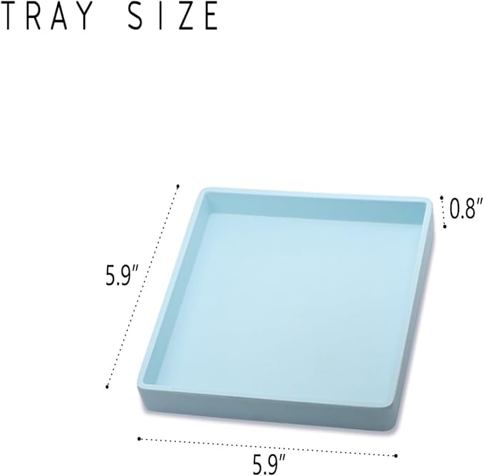 Small Square Tray (5.9 inch) 3 Pack, Durable Blue Tray for Desserts & Organization, Lightweight for Coffee, Drinks, Party, Seasoning, Perfume and Display.