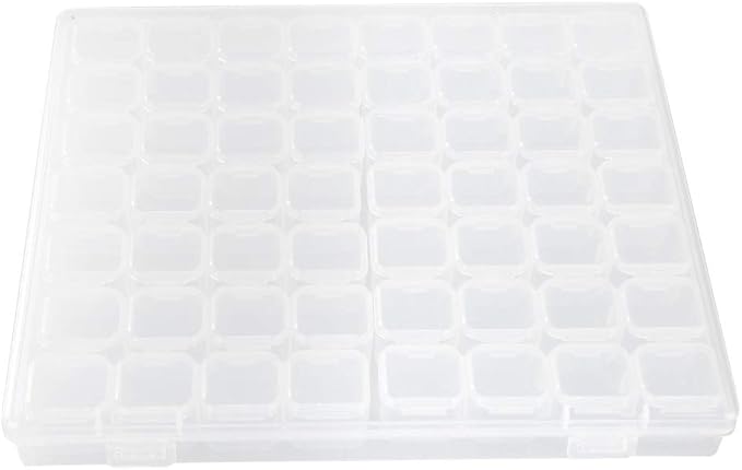 Grid Organizer Box, 56 Slots Plastic Nail Art Accessory Decorations Jewelry Storage Organizer Box