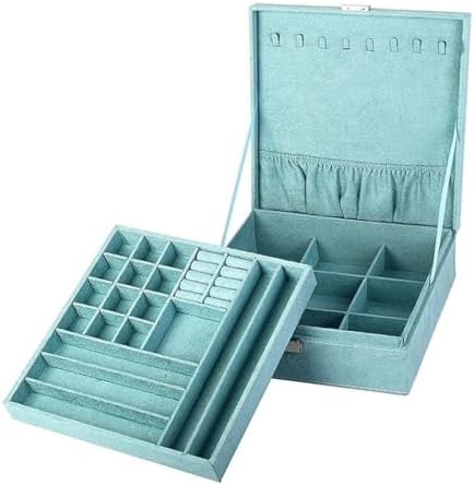 Elegant Double Layer Jewelry Organizer Box for Rings, Necklaces, Earrings & Makeup Accessories - Stylish Storage Solution for Women’s Accessories