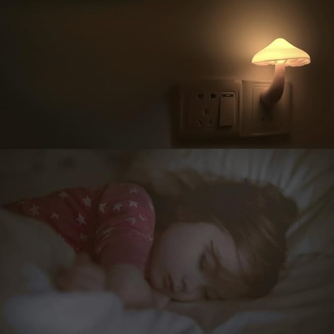 AUSAYE 2 Pack LED Cute Mushroom Night Light Plug into Wall Lamp 7-Color Changing Sensor Night Lights for Kids Adults Bedroom,Bathroom,Kitchen and Stairs NightLight Birthday Christmas Gifts
