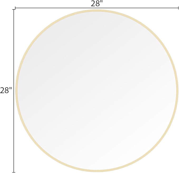 WallBeyond 28 inch Round Mirror Gold Large Circle Wall Mirror for Bathroom with Metal Framed, Round Wall Mirror for Wall Decor, Vanity, Entryway Living Room