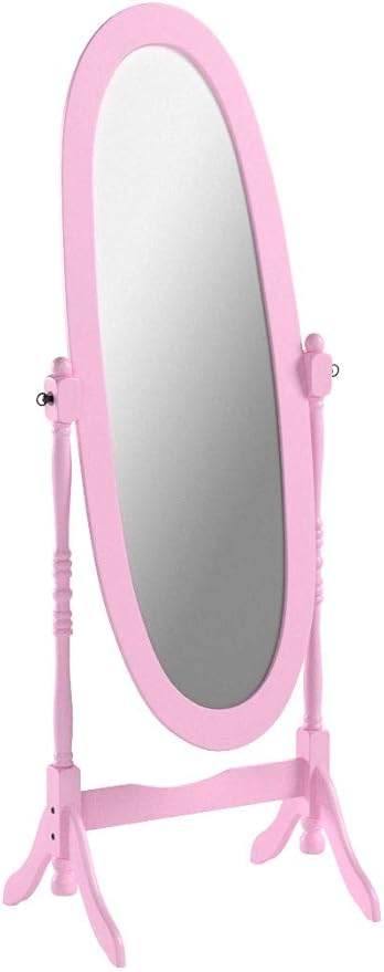Roundhill Furniture Queen Anna Style Floor Cheval Mirror, Pink