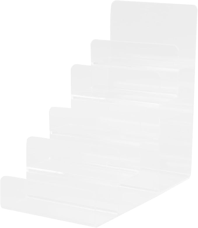 Cabilock Multi-Layer Acrylic Wallet Display Shelf 5-Tier Purse Organizer Stand for Tabletop Use Clear Acrylic Purse Display Rack for Wallets Sunglasses Jewelry Storage - 7.67X7.28X3.93 Inches