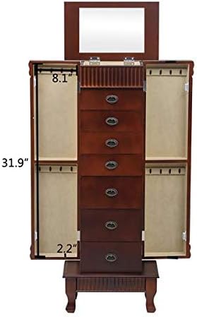 Business Gifts - 37.5 x 23 x 98)cm (L x W x H）MDF 7 drawers Fantastic Jewelry Armoire Cabinet Jewelry Cabinet Armoire Cambered Front Storage Chest Stand Organizer ewelry Armoire Cabinet Makeup Mirror