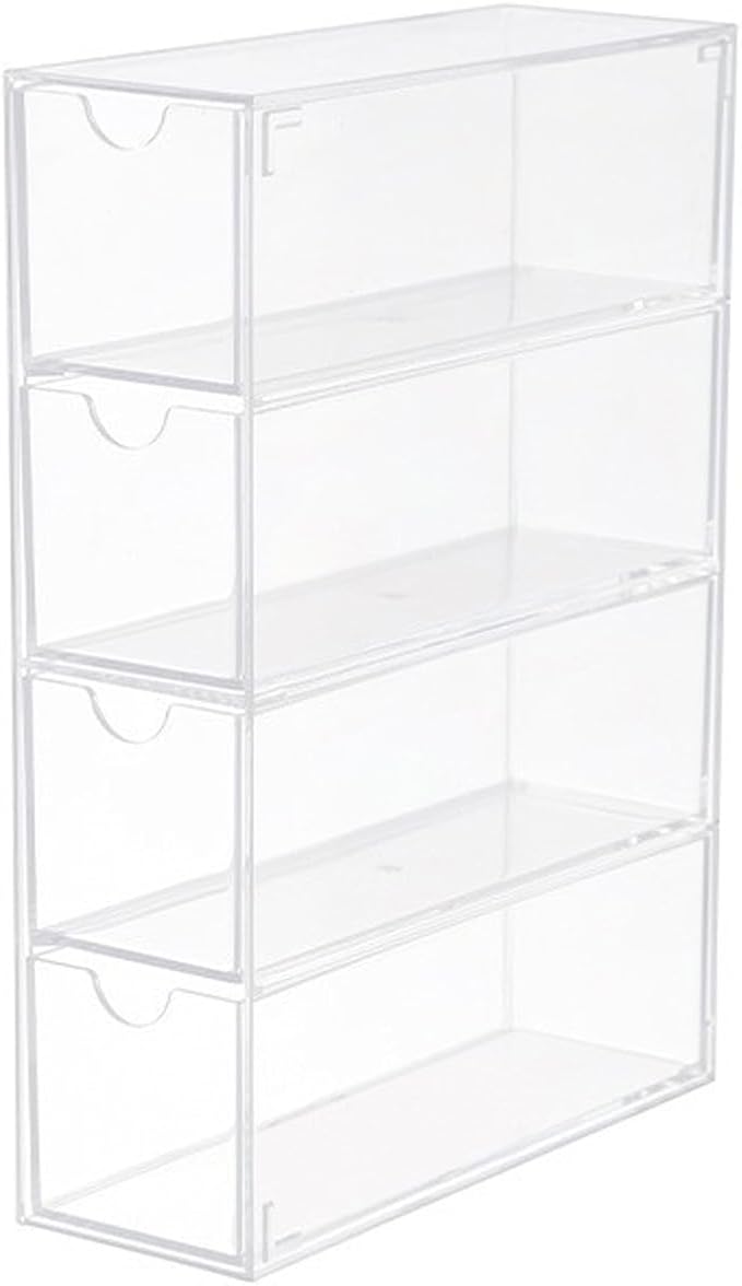 Glasses Storage Box 4 Layers Large Glasses Organizer Box Multifunctional Stackable Display Holder Reusable Acrylic Cosmetics Makeup Organizer Transparent Eyeglasses Organizer for Jewelry Sung