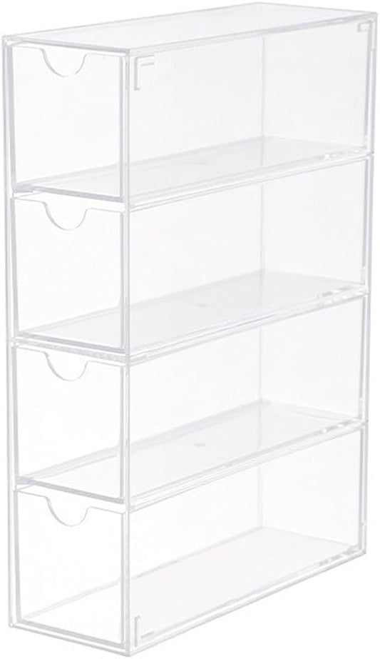 Glasses Storage Box 4 Layers Large Glasses Organizer Box Multifunctional Stackable Display Holder Reusable Acrylic Cosmetics Makeup Organizer Transparent Eyeglasses Organizer for Jewelry Sung