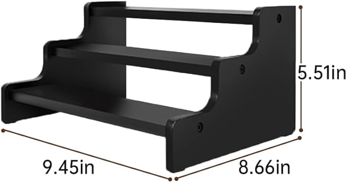 Wooden Cologne Organizer for Men, Perfume Organizer Stand, Cologne Stand with Anti-Slip Washers, Wooden Display Risers Stand for Figures, Fragrances, Dessert, Cupcake, Makeup (Black, 3-tier-9.4in)