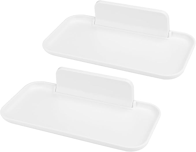 2 Pack Foldable Bedside Shelf Wall Mount, Adhesive Floating Shelves for Wall No Drilling, Glasses Watch Perfume Phone Holder Organizer for Bedroom Bathroom RV, Large