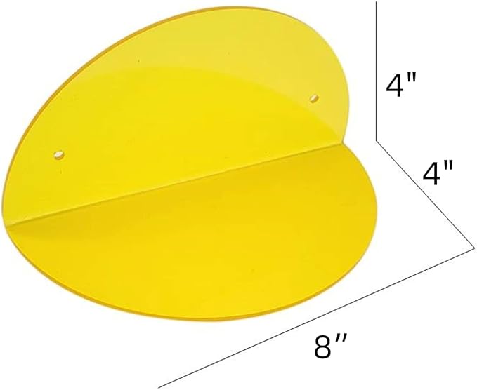 ROYALITA Small Acrylic Shelves Room Decor Floating Shelves (2-Pack, 8-inch Diameter) - Wall Mounted Display Stand for Plants, Toys, Makeup, and More - Ideal for Home and Office, Yellow