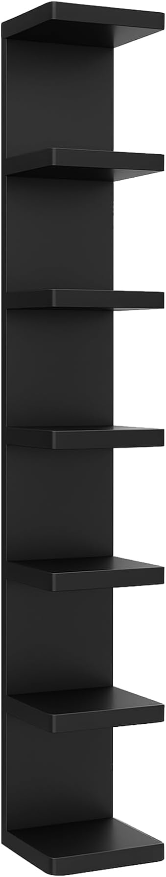 LitaEther Versatile 7 Tier Wall Shelf Unit,Black Lack Wall Shelf,Display Floating Shelf with Round Edge