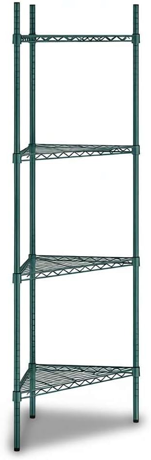 25" W x 18" D x 74" H NSF Green Triangle Heavy Duty Corner Shelving Kit, 4-Shelf Adjustable Wire Rack