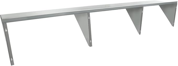 Empura 18" x 96" Stainless Steel Wall Mount Shelf with Backsplash | Commercial Floating Hanging Storage Organizer for Kitchen Laundry Utility | 96"W x 18"D x 15.75"H, 605 lb Capacity, 16 Gauge, NSF