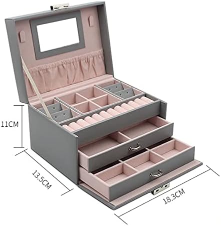 Jewelry Box Jewelry Box Organizer Large Ring Necklace Display Makeup Holder Cases Leather Jewelry Case with Lock for Women Storage