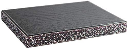 Classic Bling Rhinestone Jewelry or Makeup Storage Box Organizer Display Storage case for Desk or Table (Black+Purple)