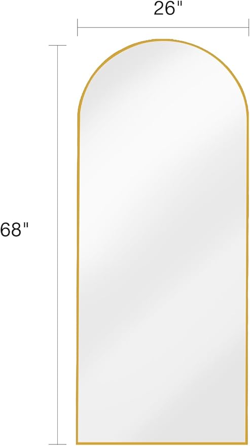 ITSRG Floor Mirror, Full Length Mirror with Stand, Arched Wall Mirror, 26"x68" Mirror Full Length, Gold Floor Mirror Freestanding, Wall Mounted Mirror for Bedroom Living Room, Gold