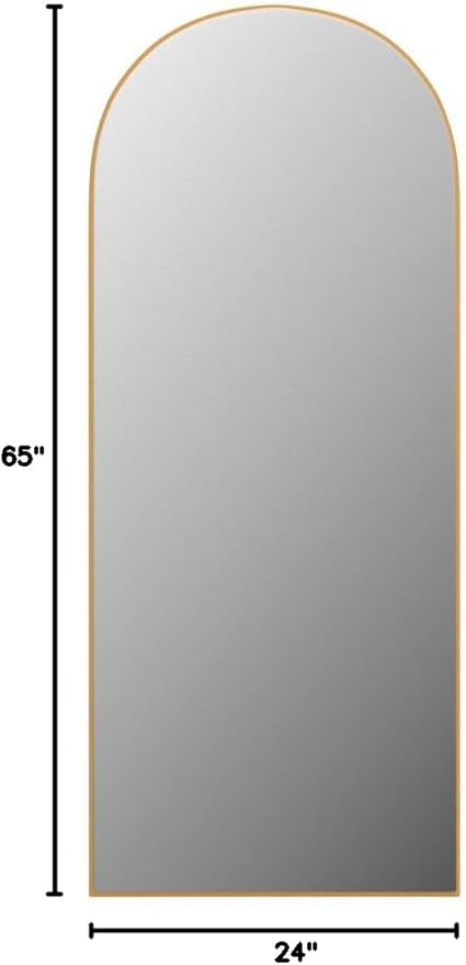 Arched Floor Mirror 65"x24" Gold Arch Full Length Mirror with Stand Large Wall Mirror Full Body Mirror Standing Hanging or Leaning Against Wall for Bedroom Entry, Bedroom, Living Room