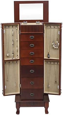Business Gifts - 37.5 x 23 x 98)cm (L x W x H）MDF 7 drawers Fantastic Jewelry Armoire Cabinet Jewelry Cabinet Armoire Cambered Front Storage Chest Stand Organizer ewelry Armoire Cabinet Makeup Mirror