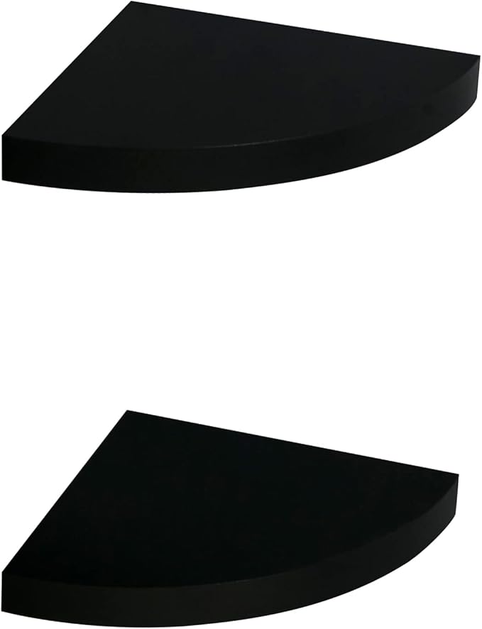 AHDECOR Black Corner Shelves, Modern Floating Corner Shelf for Space-Saving Storage in Bathroom, Bedroom, Kitchen, and More, Set of 2