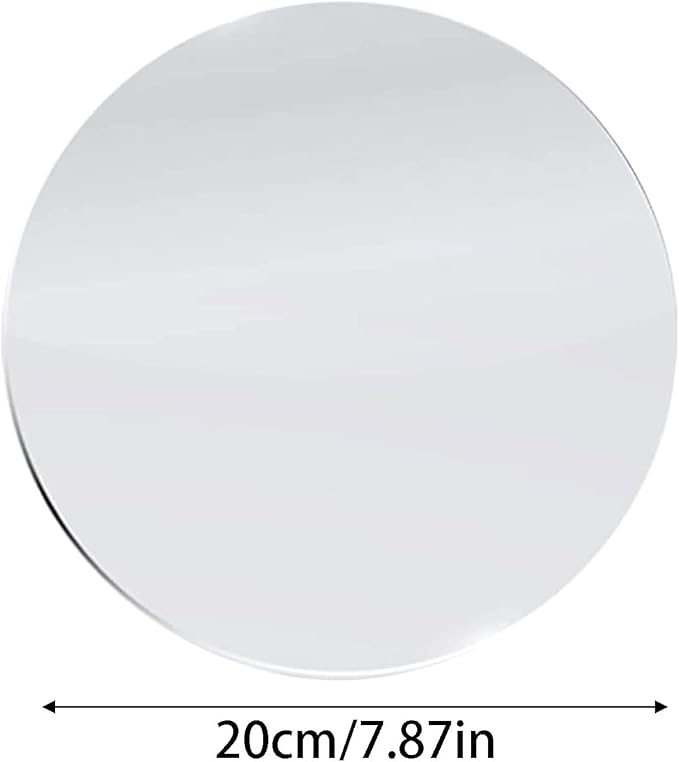DARENYI 8 inch Glass Round Mirror Circle Wall Mounted for Bathroom, Living Room, Home Decor, Small Round Mirror Plate Trays for Wedding Table Centerpieces