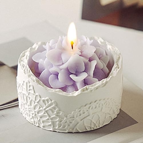 Purple Hydrangea Flower Candle - Teacher Appreciation Gifts for Women, Thank You Gift for Mom Wife on Mother's Day, Romantic Decorative Lace Cup Rustic Floral Candles, Lavender Home Fragrance