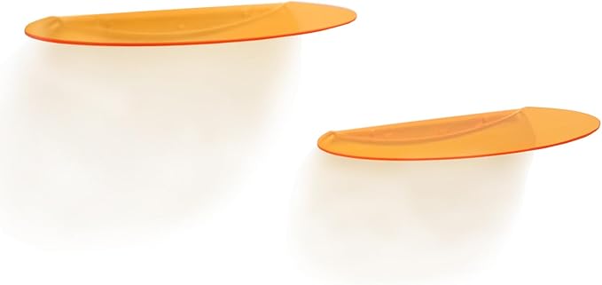 SetGame 2-Pack Acrylic Small Wall Shelves Wall Decor Wall Mounted, 12" Floating Wall Ledge Shelf, Acrylic Shelves for for Action Figures Display, Room Décor, Space Saving, Items Organizer, Orange
