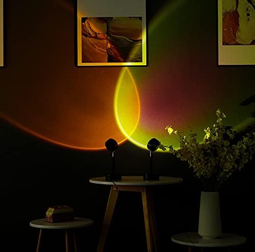 Sunset Lamp Sunset LED Projection 180 Degree Rotation USB Rainbow Projection Lamp Night Light Romantic Projector for Home Party Living Room Bedroom Decor (Sunlight)