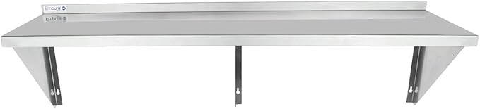 Empura 18" x 60" Stainless Steel Wall Mount Shelf with Backsplash | Commercial Floating Hanging Storage Organizer for Kitchen Laundry Utility | 60"W x 18"D x 15.75"H, 450 lb Capacity, 16 Gauge, NSF