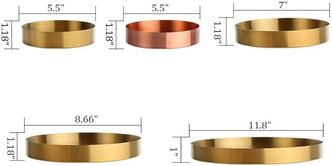 Round Brass Tray,Small Gold Decorative Tray Metal Storage Organizer Tray for Modern Home,Matte Brass Finish | 7 Inch