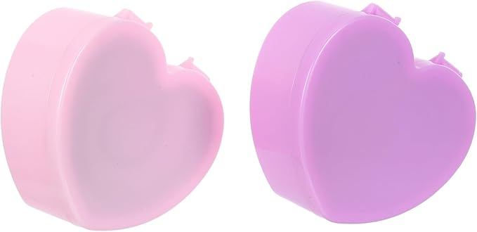 SHINEOFI 2pcs Jewelry Box with Heart Shape, Double Layer Plastic Organizer with Makeup Mirror, Small Storage Case for Hair Accessories and Teen Jewelry, ’ Set in Light Pink and Light Purple