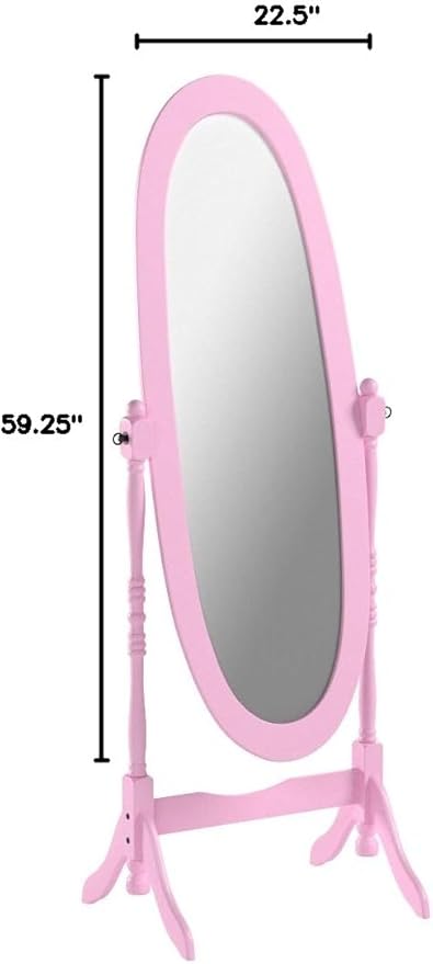 Roundhill Furniture Queen Anna Style Floor Cheval Mirror, Pink