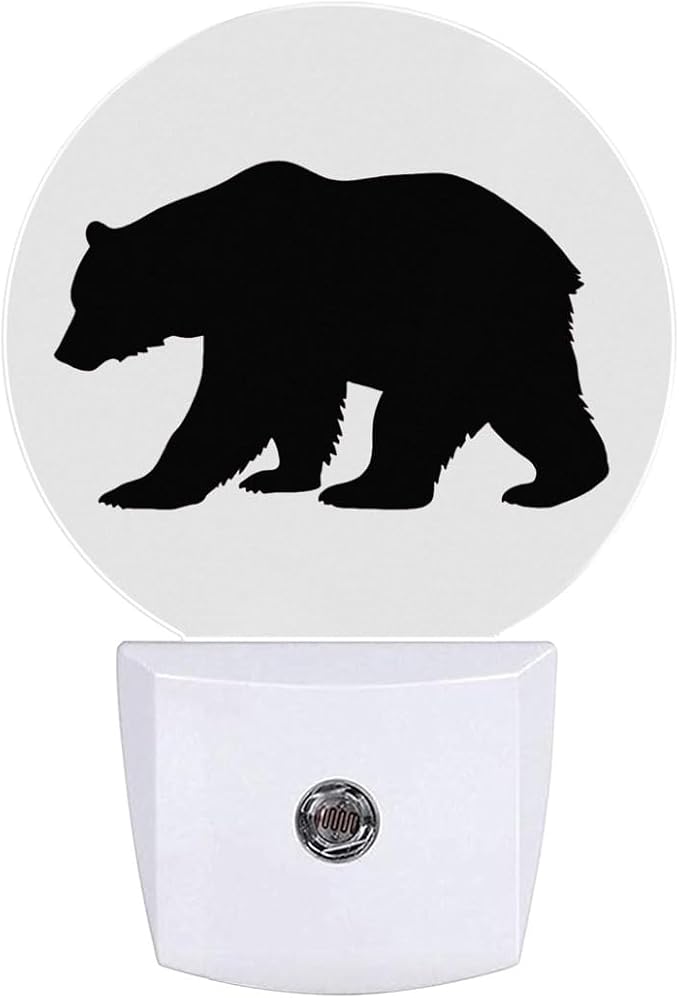 Black Bear Night Light Plug Into Wall Auto Led Sleep Round Lamp for Living Room Hallway Stairs