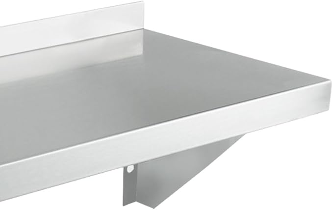 Empura 12" x 84" Stainless Steel Wall Mount Shelf with Backsplash | Commercial Floating Hanging Storage Organizer for Kitchen Laundry Utility Room | 84"W x 12"D x 13"H, 340 lb Capacity, 18 Gauge, NSF