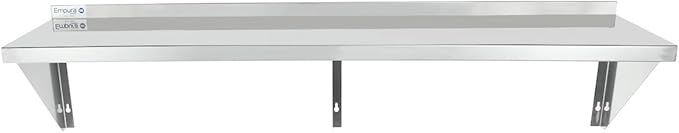 Empura 15" x 60" Stainless Steel Wall Mount Shelf with Backsplash | Commercial Floating Hanging Storage Organizer for Kitchen Laundry Utility Room | 60"W x 15"D x 16"H, 395 lb Capacity, 18 Gauge, NSF