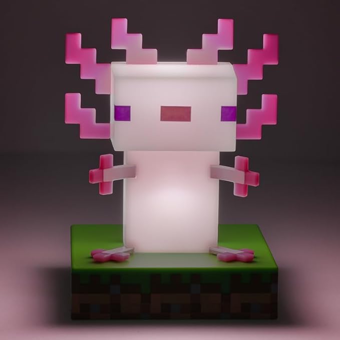 Minecraft Officially Licensed Axolotl Free Standing Desk Light, Gaming Room Decor and Merchandise for Boys and Girls, Nightlight Gift Accessory for Playroom and Bedroom | Paladone