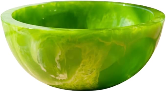 Elegant Handcrafted Resin Bowl – Glossy Amber Finish Decorative & Functional Use | Resin Decorative Bowl Centerpiece Table Decorations, Fruit Basket for Coffee Table Décor, Kitchen Décor (Green)