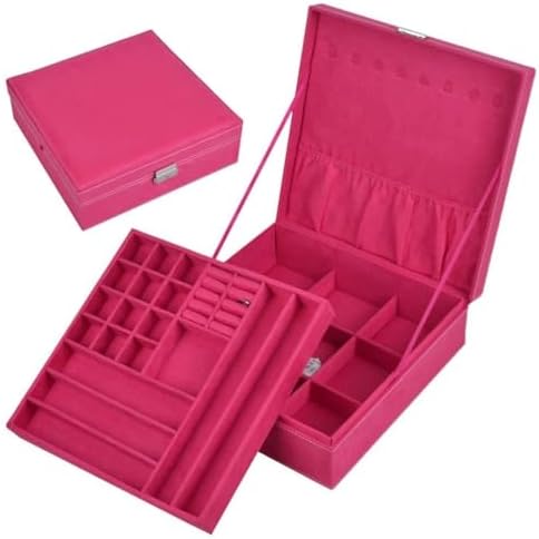 Elegant Double Layer Jewelry Organizer Box for Rings, Necklaces, Earrings & Makeup Accessories - Stylish Storage Solution for Women’s Accessories