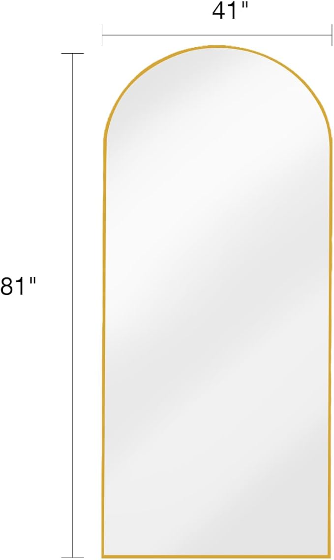 KOMCOTE Full Length Floor Mirror, 82x42 Inch Oversized Arched Standing Mirror in Gold for Bedroom, Living Room, Dressing Room - Elegant Freestanding Leaning Mirror Decor
