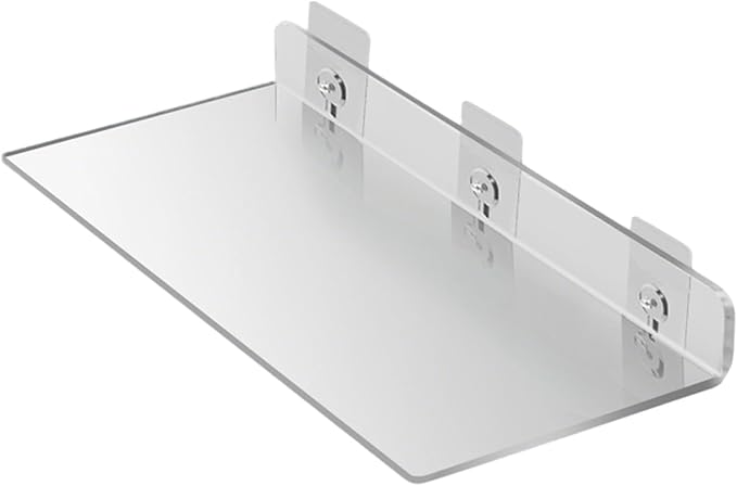 Haploon 4 Pcs 12 Inch Clear Acrylic Floating Shelves Wall Mounted Shelves Invisible, L-Shaped Acrylic Shelf Clear Floating Shelf for Wall Storage, Makeup Plant Photo Book Display