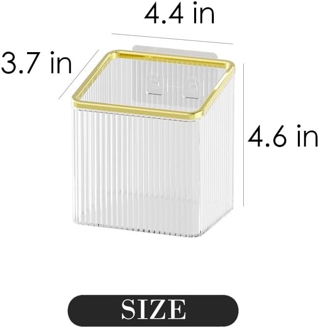 Drill-Free Stick-On Wall Shelves | Space-Saving Floating Organizer for Kitchen, Bathroom & Office | Plastic Storage Shelves for Makeup & Home Decor (Transparent_Gold)