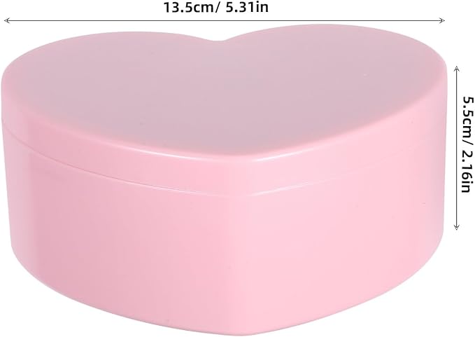 OSALADI Heart Shape Jewelry Storage Box Double Layered Pink Ring Organizer with Makeup Mirror for Desktop Jewelry Box
