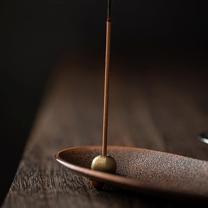 STOBAZA Incense Stick Holder, Leaf Incense Burner Adjustable Angle IncenseTray Ash Cather for Counters, Meditation Room, Spa, Yoga, Home, Office (Brown)