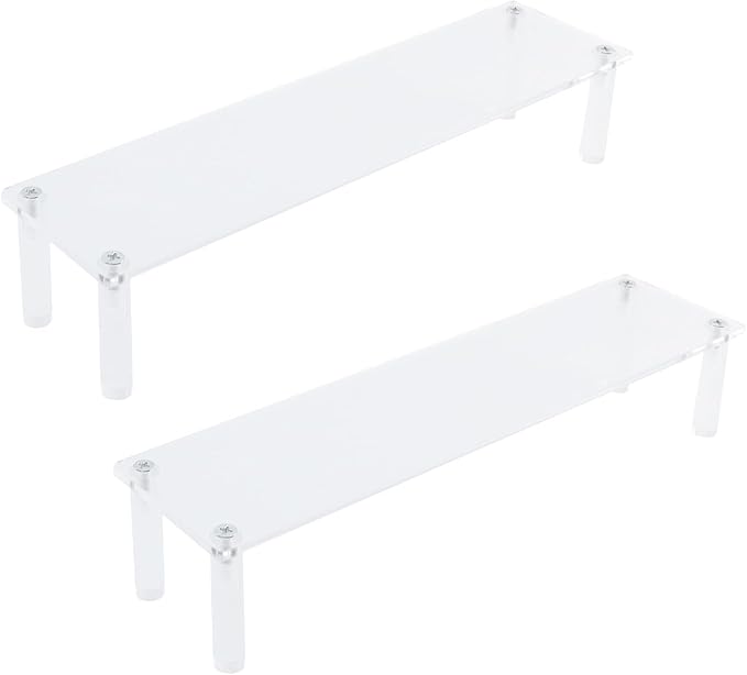 T Tulead 1 Tier Acrylic Display Risers Clear Tabletop Display Risers Rectangular Organizer Shelf Cupcake Jewelry Perfume Display Holder Riser 2PCS
